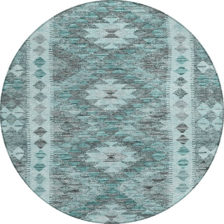 Piper Looms Chantille Global ACN1226 Teal Machine Washable Area Rug Round Main Image