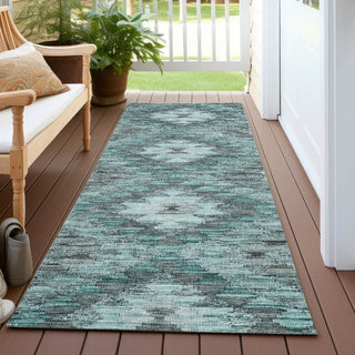 Piper Looms Chantille Global ACN1226 Teal Machine Washable Area Rug Runner Outdoor Lifestyle Image Feature