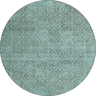 Piper Looms Chantille Geometric ACN1227 Teal Machine Washable Area Rug Round Main Image