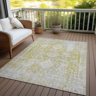 Piper Looms Chantille Global ACN1229 Gold Machine Washable Area Rug Outdoor Lifestyle Image Feature