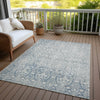 Piper Looms Chantille Damask ACN1231 Denim Machine Washable Area Rug Outdoor Lifestyle Image Feature