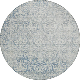 Piper Looms Chantille Damask ACN1231 Denim Machine Washable Area Rug Round Main Image
