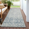 Piper Looms Chantille Damask ACN1231 Denim Machine Washable Area Rug Runner Outdoor Lifestyle Image Feature
