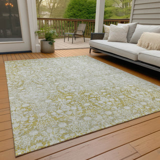 Piper Looms Chantille Damask ACN1231 Gold Machine Washable Area Rug Outdoor Lifestyle Image Feature