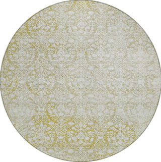 Piper Looms Chantille Damask ACN1231 Gold Machine Washable Area Rug Round Main Image