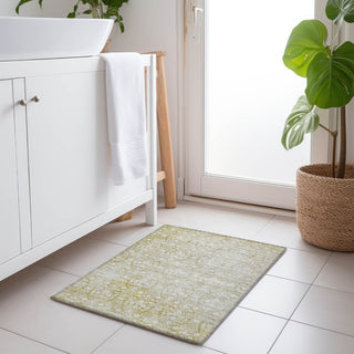 Piper Looms Chantille Damask ACN1231 Gold Machine Washable Area Rug Scatter Lifestyle Image Feature