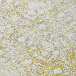 Piper Looms Chantille Damask ACN1231 Gold Machine Washable Area Rug Swatch Image