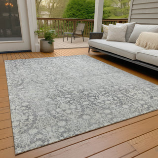 Piper Looms Chantille Damask ACN1231 Gray Machine Washable Area Rug Outdoor Lifestyle Image Feature