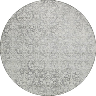 Piper Looms Chantille Damask ACN1231 Gray Machine Washable Area Rug Round Main Image