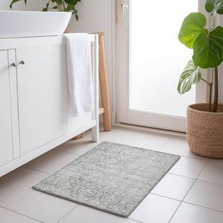 Piper Looms Chantille Damask ACN1231 Gray Machine Washable Area Rug Scatter Lifestyle Image Feature