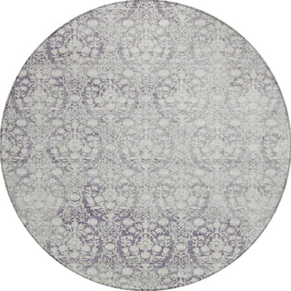 Piper Looms Chantille Damask ACN1231 Plum Machine Washable Area Rug Round Main Image