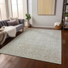 Piper Looms Chantille Damask ACN1231 Tan Machine Washable Area Rug Lifestyle Image Feature