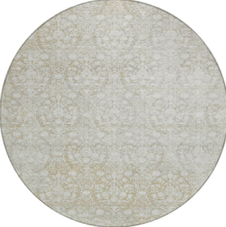 Piper Looms Chantille Damask ACN1231 Tan Machine Washable Area Rug Round Main Image