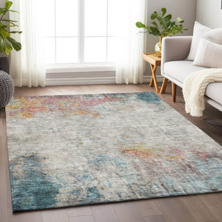 Piper Looms Chantille Abstract ACN1232 Teal Machine Washable Area Rug Lifestyle Image Feature