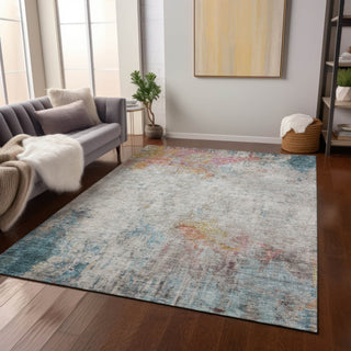 Piper Looms Chantille Abstract ACN1232 Teal Machine Washable Area Rug Lifestyle Image Feature