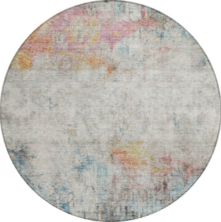 Piper Looms Chantille Abstract ACN1232 Teal Machine Washable Area Rug Round Main Image