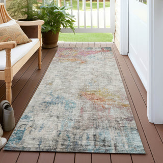 Piper Looms Chantille Abstract ACN1232 Teal Machine Washable Area Rug Runner Outdoor Lifestyle Image Feature