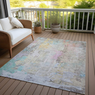 Piper Looms Chantille Abstract ACN1233 Taupe Machine Washable Area Rug Outdoor Lifestyle Image Feature