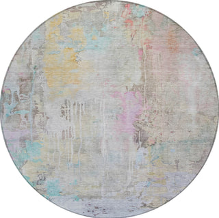 Piper Looms Chantille Abstract ACN1233 Taupe Machine Washable Area Rug Round Main Image
