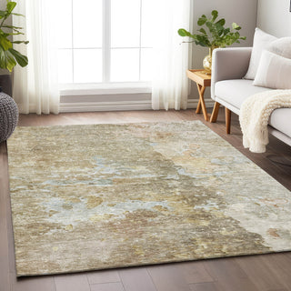 Piper Looms Chantille Abstract ACN1234 Khaki Machine Washable Area Rug Lifestyle Image Feature