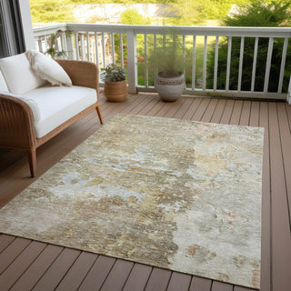 Piper Looms Chantille Abstract ACN1234 Khaki Machine Washable Area Rug Outdoor Lifestyle Image Feature