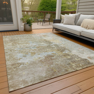 Piper Looms Chantille Abstract ACN1234 Khaki Machine Washable Area Rug Outdoor Lifestyle Image Feature