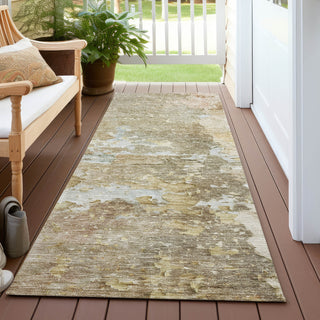 Piper Looms Chantille Abstract ACN1234 Khaki Machine Washable Area Rug Runner Outdoor Lifestyle Image Feature
