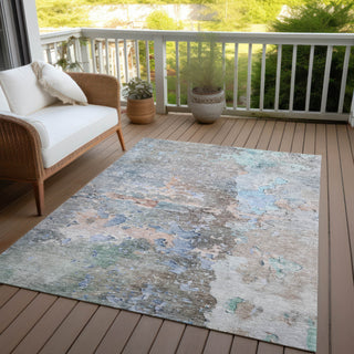Piper Looms Chantille Abstract ACN1234 Taupe Machine Washable Area Rug Outdoor Lifestyle Image Feature