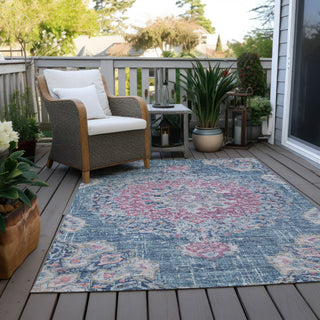 Piper Looms Chantille Global ACN1236 Blue Machine Washable Area Rug Outdoor Lifestyle Image Feature