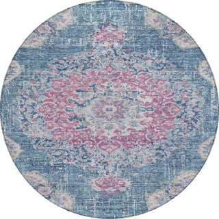 Piper Looms Chantille Global ACN1236 Blue Machine Washable Area Rug Round Main Image