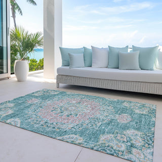 Piper Looms Chantille Global ACN1236 Teal Machine Washable Area Rug Outdoor Lifestyle Image Feature