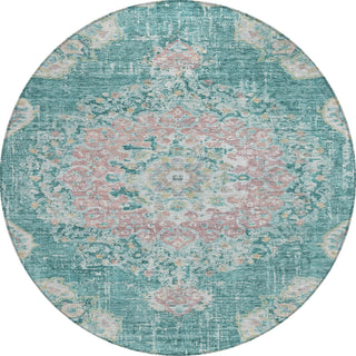 Piper Looms Chantille Global ACN1236 Teal Machine Washable Area Rug Round Main Image
