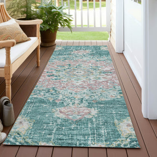 Piper Looms Chantille Global ACN1236 Teal Machine Washable Area Rug Runner Outdoor Lifestyle Image Feature