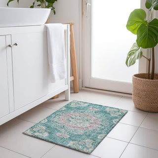 Piper Looms Chantille Global ACN1236 Teal Machine Washable Area Rug Scatter Lifestyle Image Feature