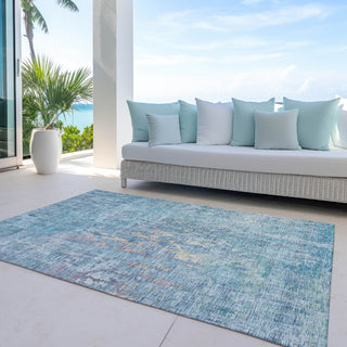 Piper Looms Chantille Modern ACN1237 Blue Machine Washable Area Rug Outdoor Lifestyle Image Feature