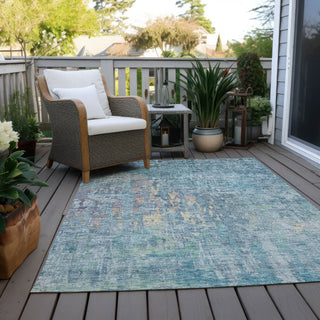 Piper Looms Chantille Modern ACN1237 Blue Machine Washable Area Rug Outdoor Lifestyle Image Feature