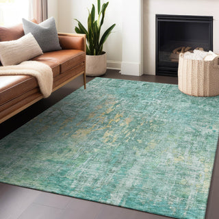 Piper Looms Chantille Modern ACN1237 Teal Machine Washable Area Rug Lifestyle Image Feature