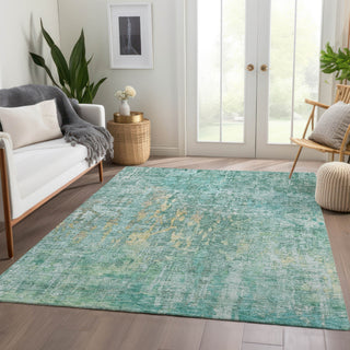 Piper Looms Chantille Modern ACN1237 Teal Machine Washable Area Rug Lifestyle Image Feature