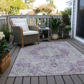Piper Looms Chantille Global ACN1238 Purple Machine Washable Area Rug Outdoor Lifestyle Image Feature