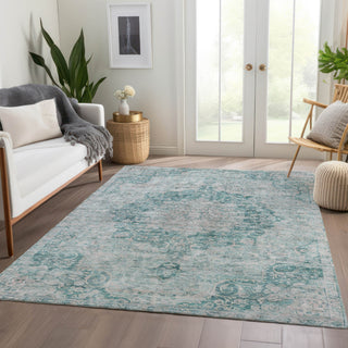 Piper Looms Chantille Global ACN1238 Teal Machine Washable Area Rug Lifestyle Image Feature