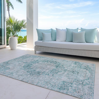 Piper Looms Chantille Global ACN1238 Teal Machine Washable Area Rug Outdoor Lifestyle Image Feature