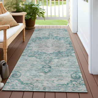 Piper Looms Chantille Global ACN1238 Teal Machine Washable Area Rug Runner Outdoor Lifestyle Image Feature