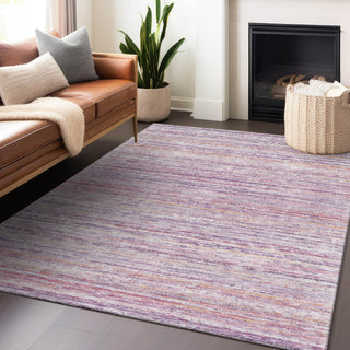 Piper Looms Chantille Stripes ACN1239 Mauve Machine Washable Area Rug Lifestyle Image Feature