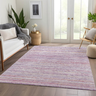 Piper Looms Chantille Stripes ACN1239 Mauve Machine Washable Area Rug Lifestyle Image Feature