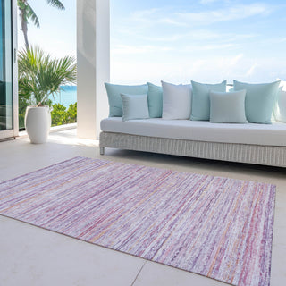 Piper Looms Chantille Stripes ACN1239 Mauve Machine Washable Area Rug Outdoor Lifestyle Image Feature