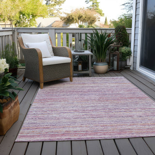 Piper Looms Chantille Stripes ACN1239 Mauve Machine Washable Area Rug Outdoor Lifestyle Image Feature