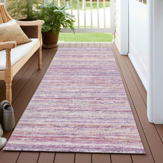Piper Looms Chantille Stripes ACN1239 Mauve Machine Washable Area Rug Runner Outdoor Lifestyle Image Feature