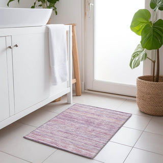 Piper Looms Chantille Stripes ACN1239 Mauve Machine Washable Area Rug Scatter Lifestyle Image Feature