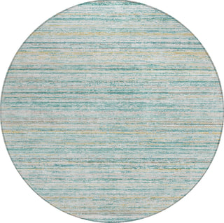 Piper Looms Chantille Stripes ACN1239 Teal Machine Washable Area Rug Round Main Image
