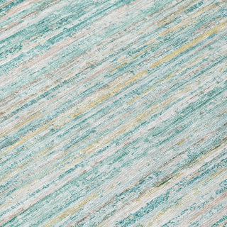 Piper Looms Chantille Stripes ACN1239 Teal Machine Washable Area Rug Swatch Image